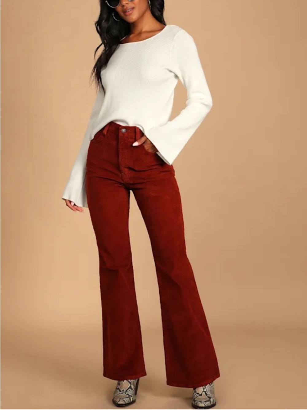 Levi’s Women's Rust Corduroy 70s High Flare Jeans Size: 27